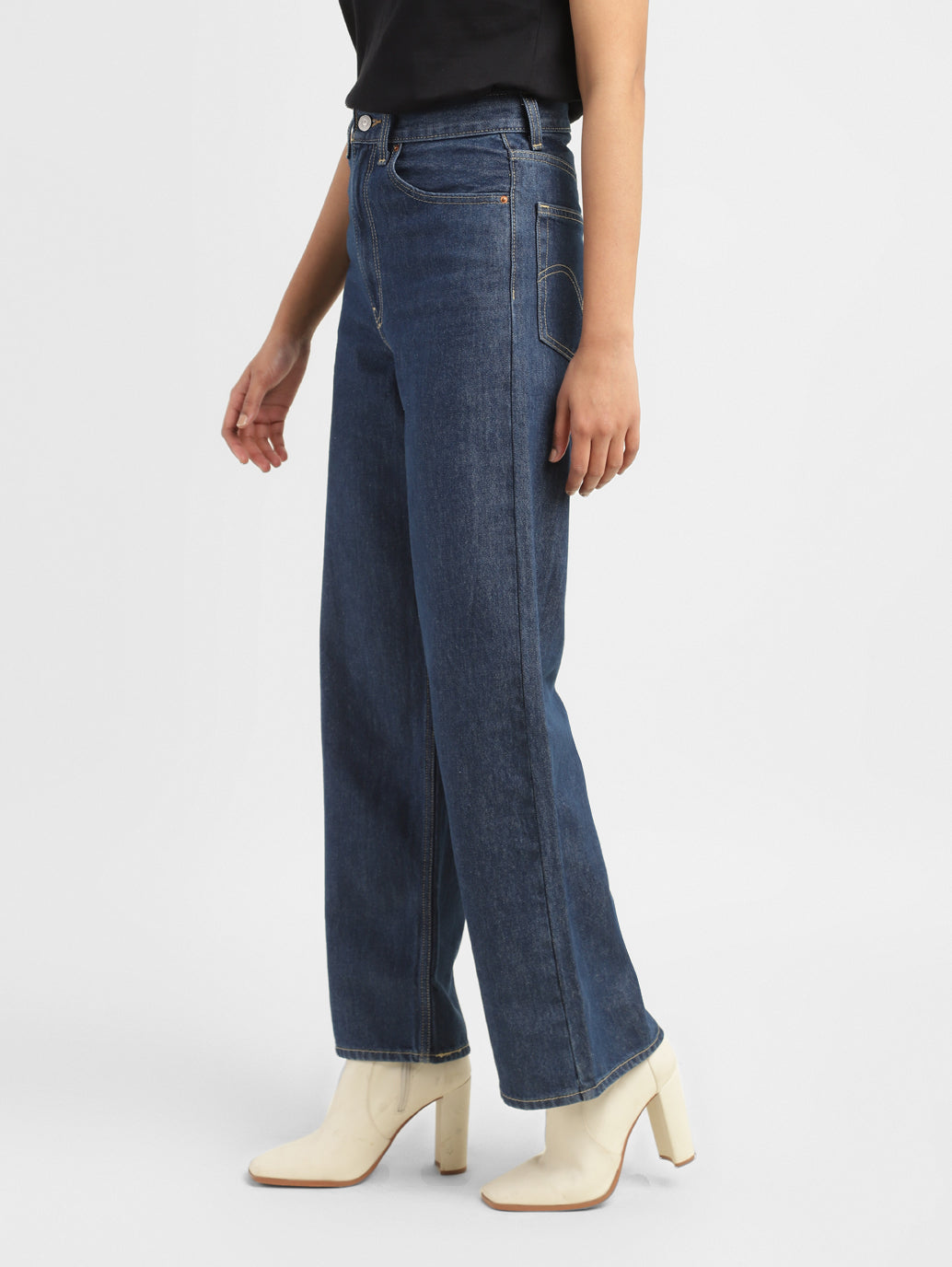 Women's Blue Loose Fit High Rise Jeans - 051d0703-dc0f-44cd-bd42-31db3770b2be View