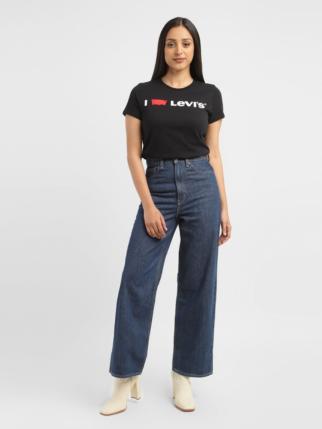 Women's Blue Loose Fit High Rise Jeans - 72c0e5cb-72c6-44e2-abf0-ae0602a25070 View