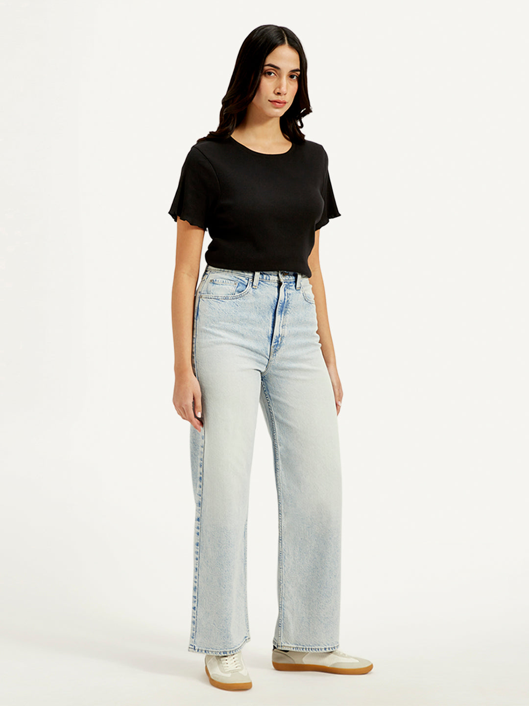 Women's Blue Loose Fit High Rise Jeans - 20 View
