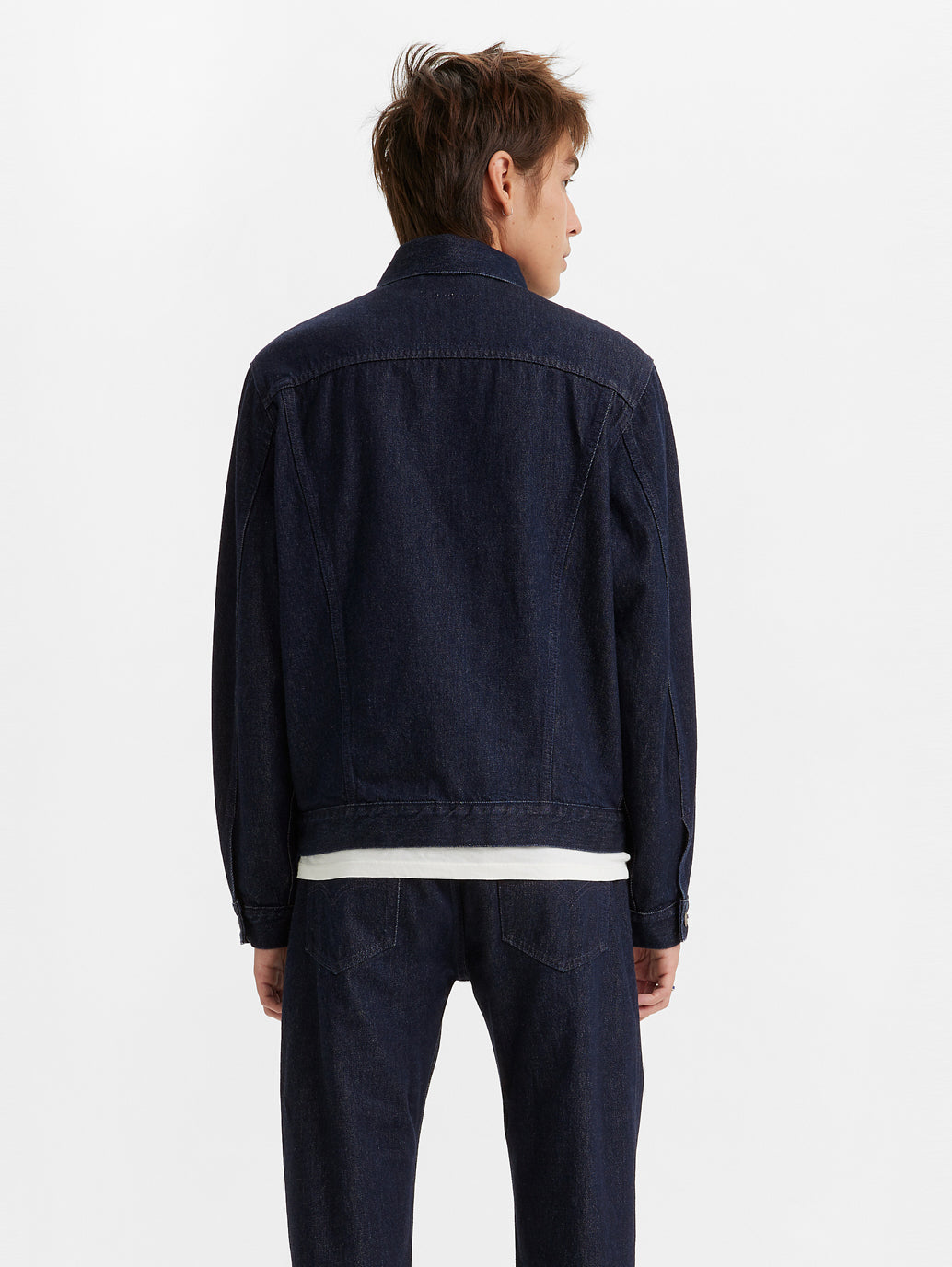 Men's Solid Spread Collar Denim Jacket - 8fe8def7-d1f2-4d75-9a08-898cf9e66965 View