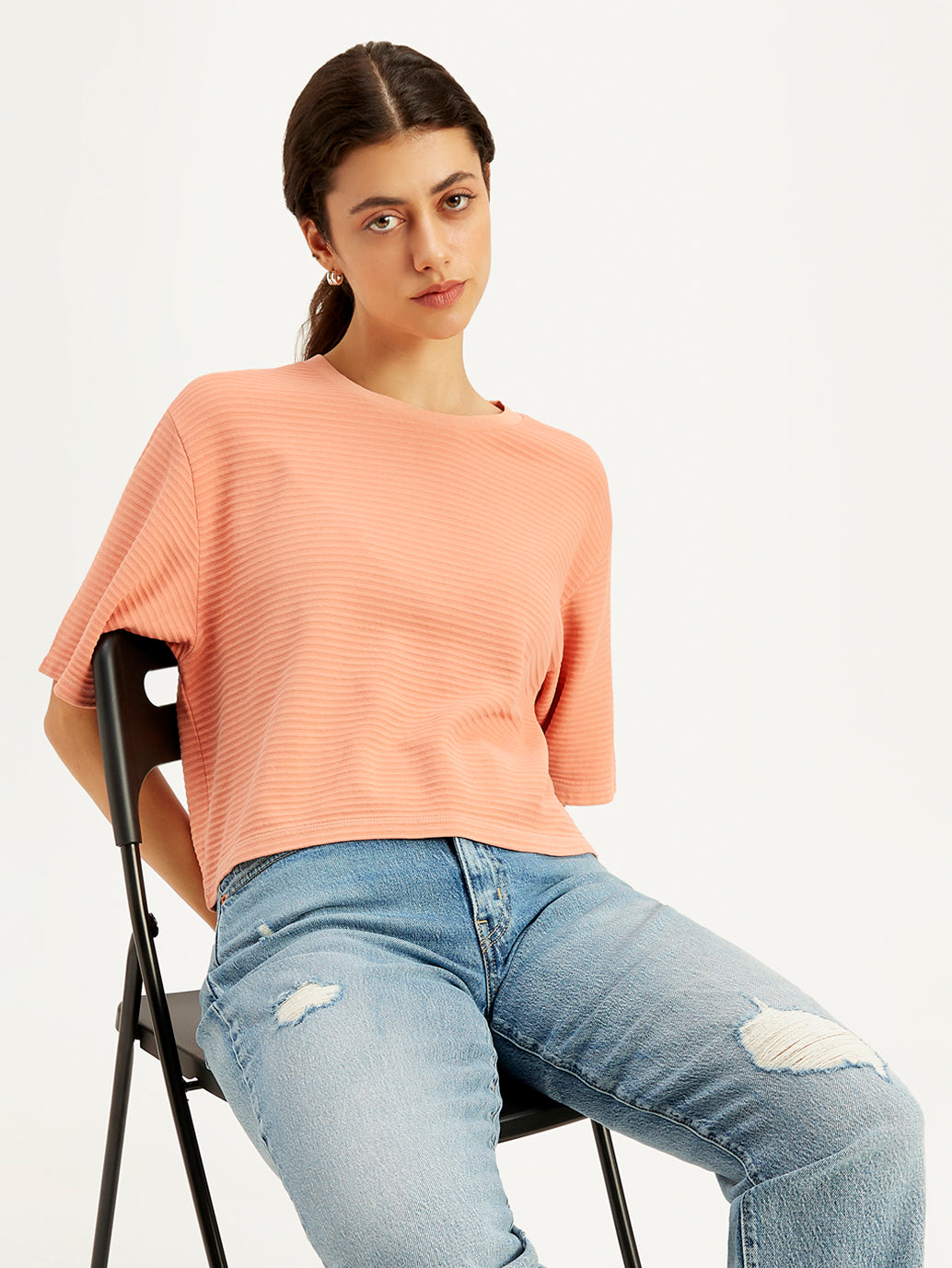 Women's Textured Relaxed Fit T-Shirt - 51c51a54-78ec-47c1-a4d1-4f4ba3ed8a44 View