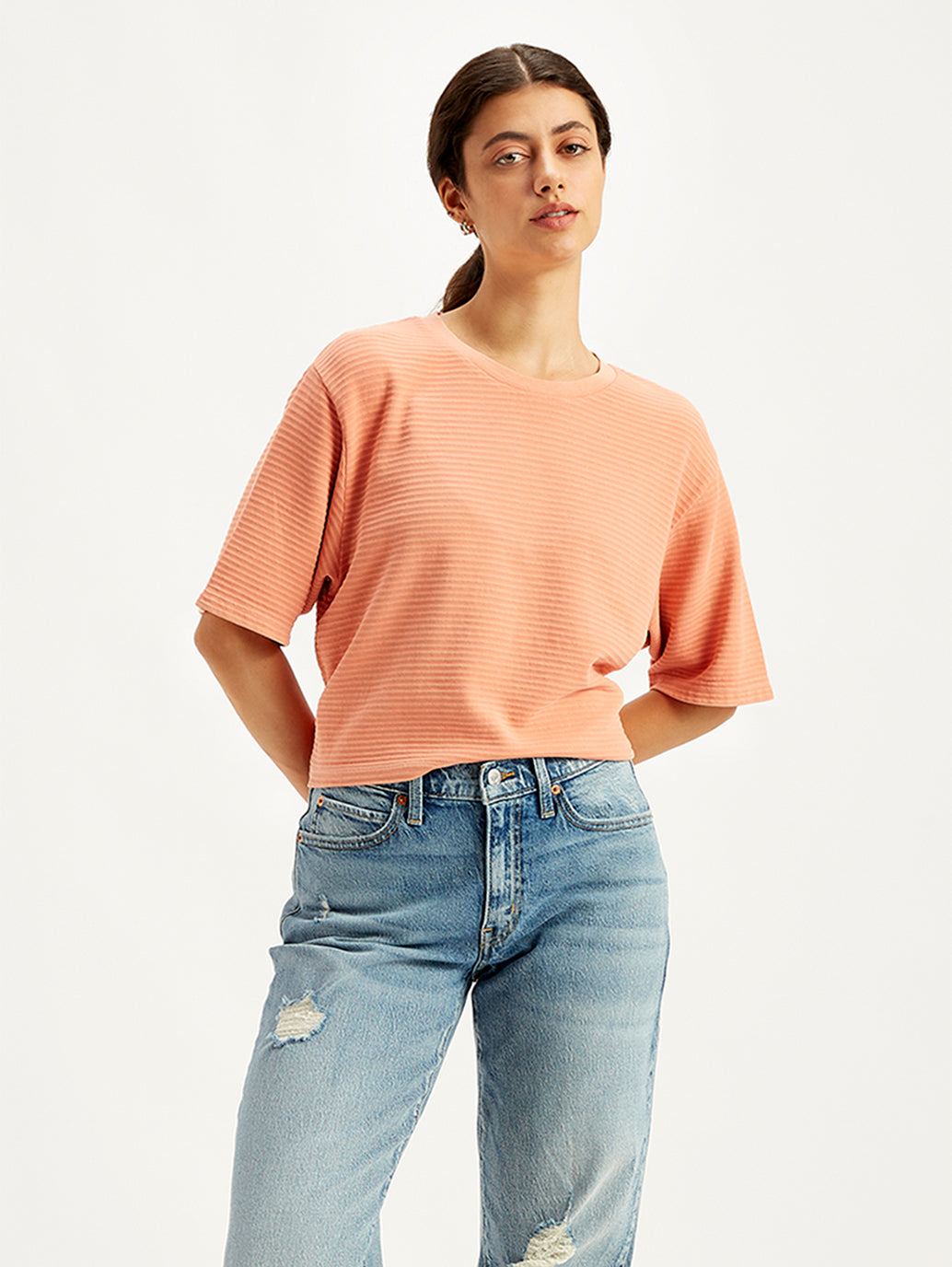 Women's Textured Relaxed Fit T-Shirt - fbe626cc-a0e7-4f03-923a-1d906ad36950 View