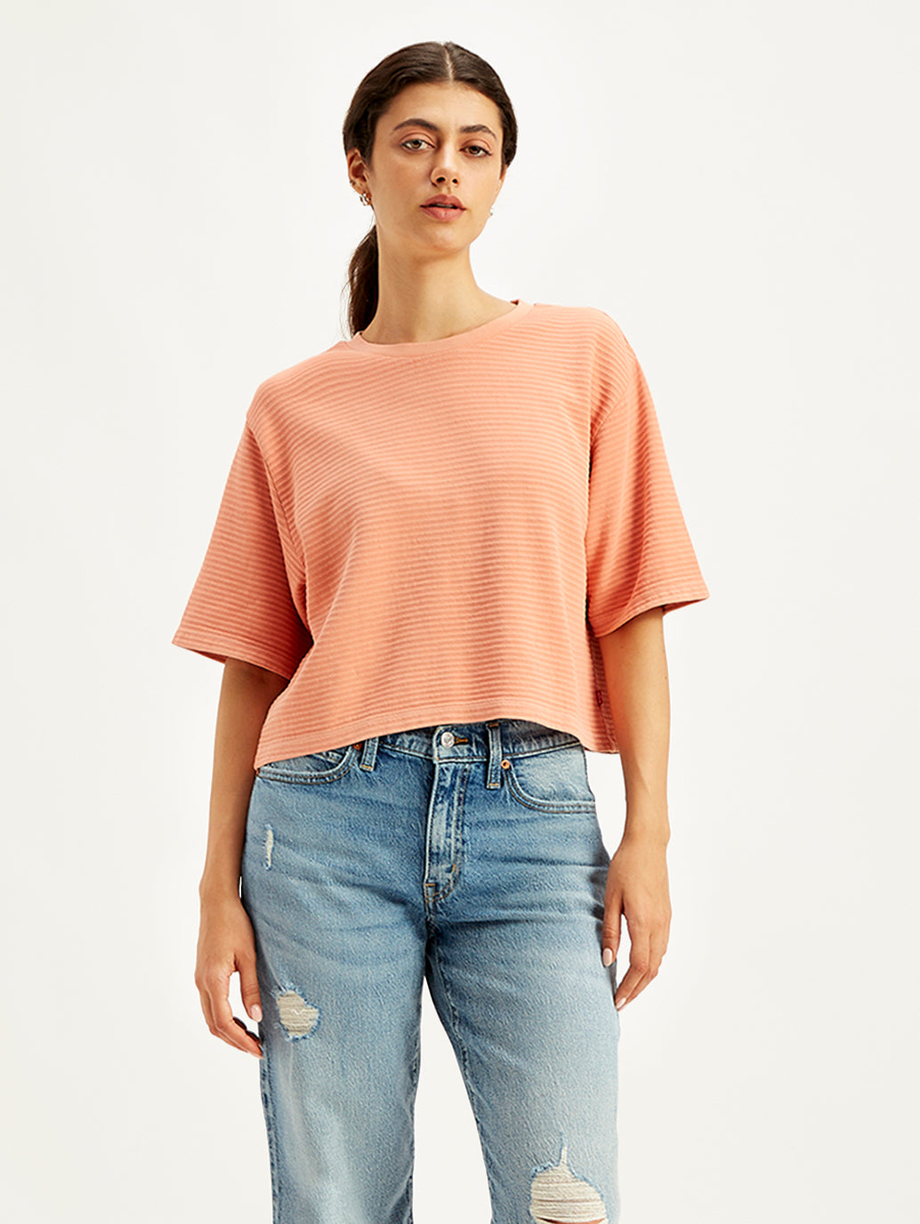 Women's Textured Relaxed Fit T-Shirt - d981797f-4ce8-47d8-90f7-b3cb60461338 View