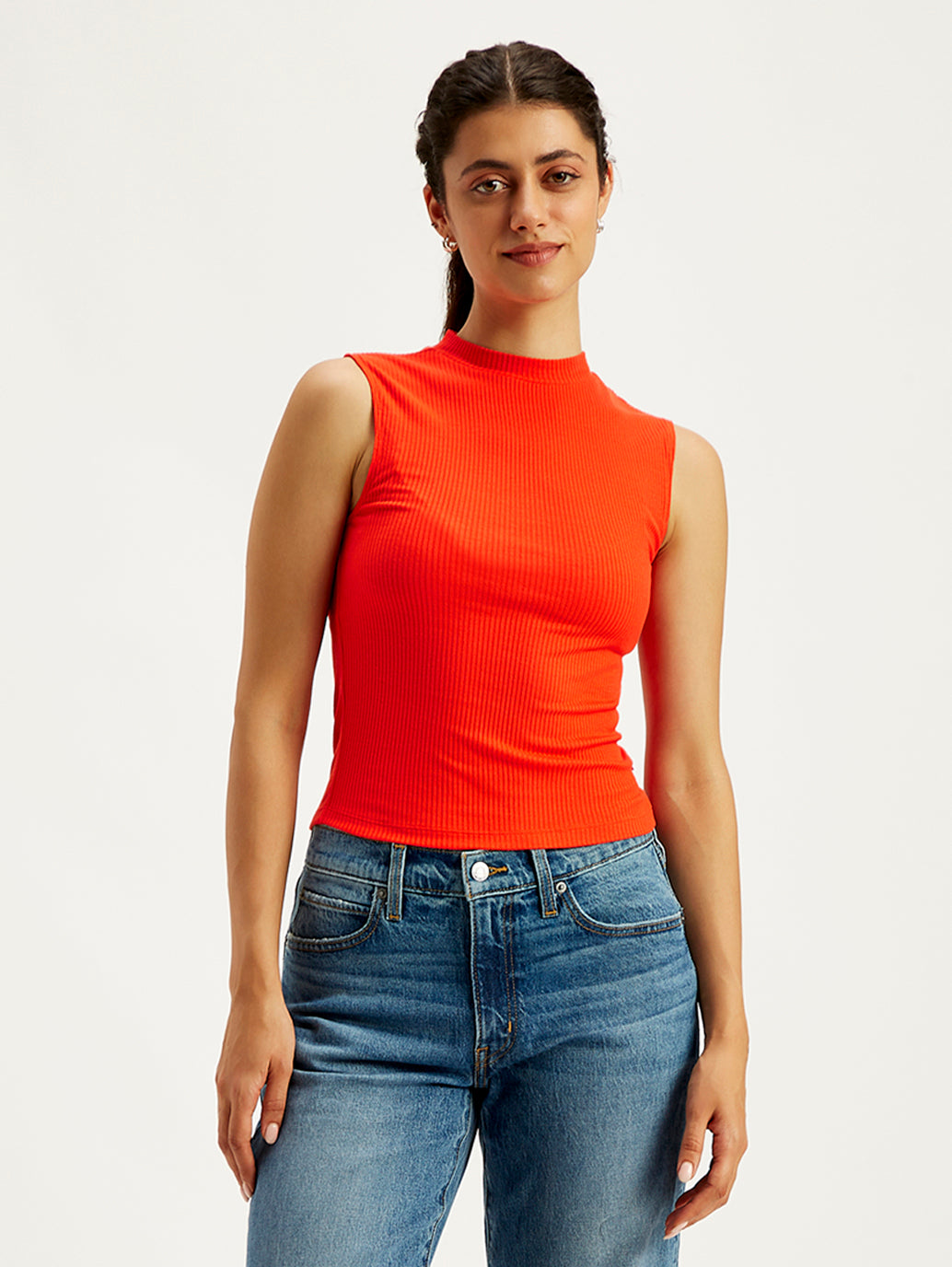 Women's Solid Band Neck Tank Top - 4e796500-8a32-4220-b0d1-4e1c4429fed1 View