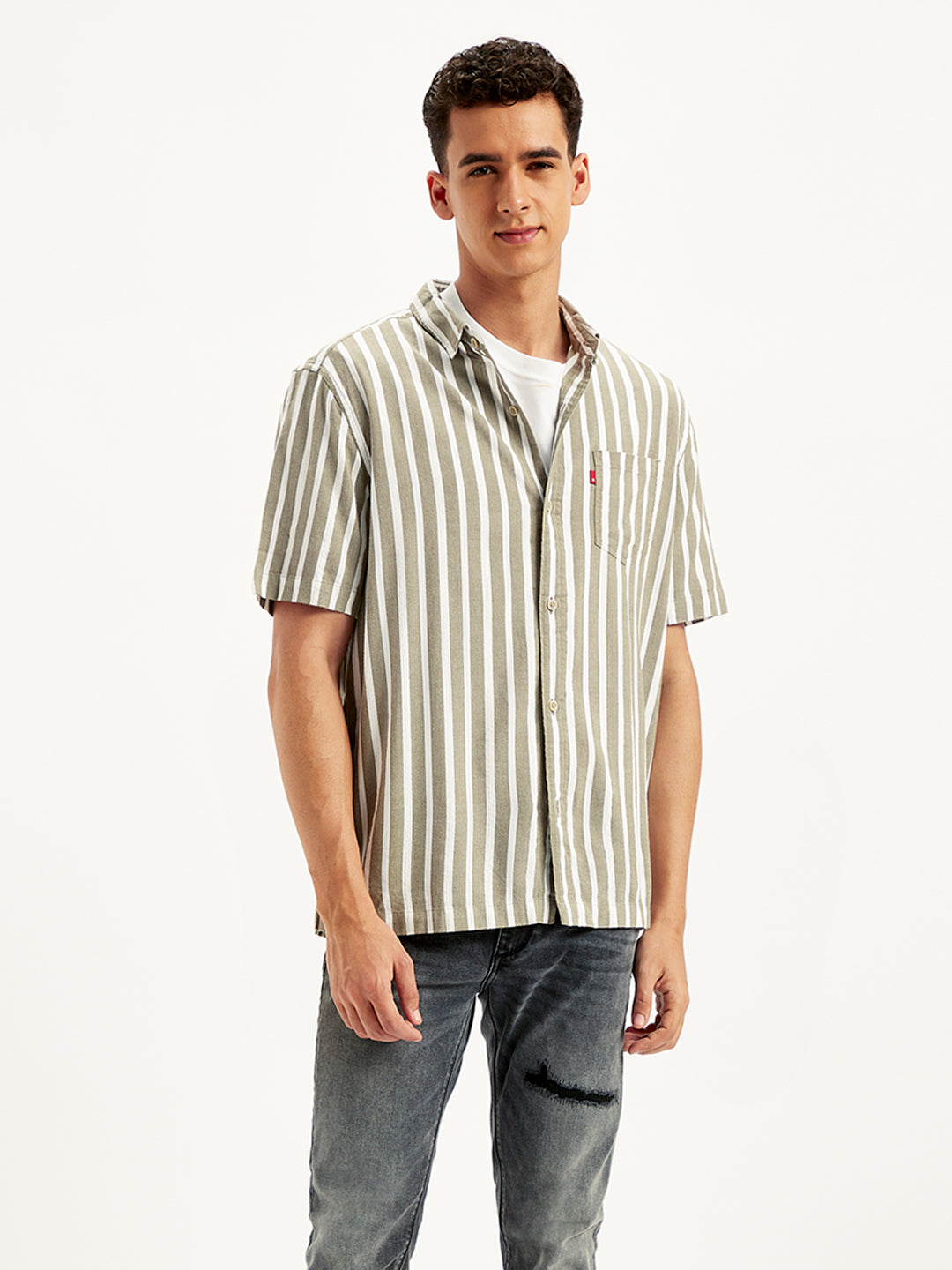 Men's Striped Regular Fit Shirt - Styleshot View