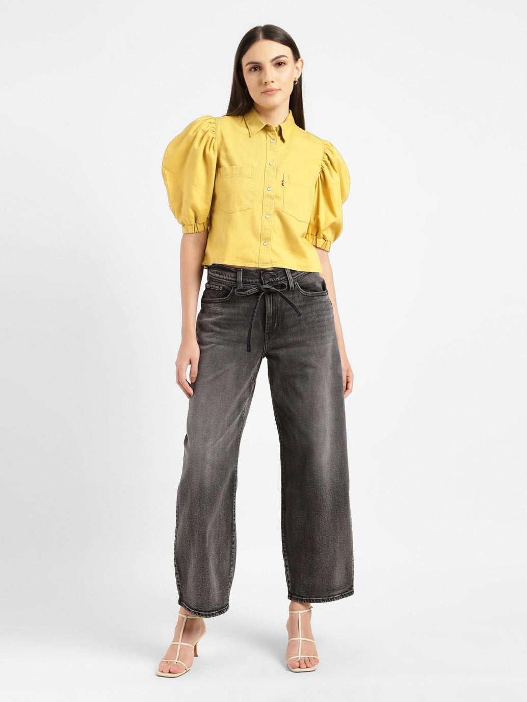 Women's Solid Spread Collar Shirt Yellow - a920e32c-90c1-4096-9fc5-e71f83ab6f2c View