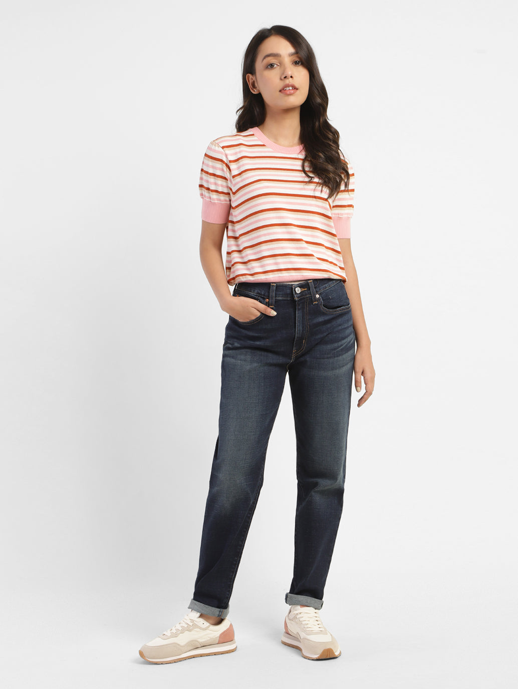 Women's Striped Crew Neck Sweater - 2a018d03-7aba-40c4-98fb-f3b4d51cf4d6 View