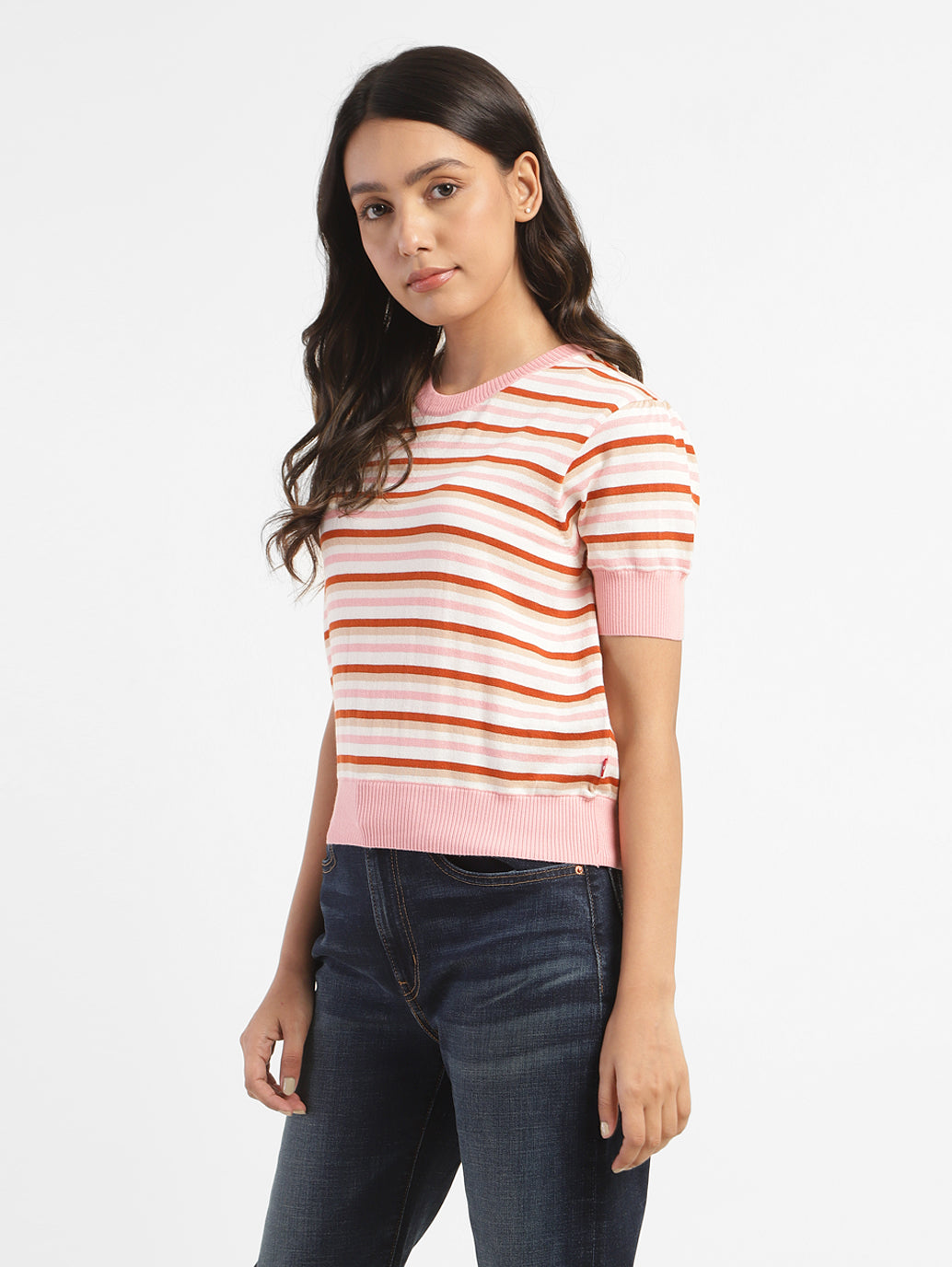 Women's Striped Crew Neck Sweater - de7cbbb5-6eeb-4b78-804a-4551af61091e View