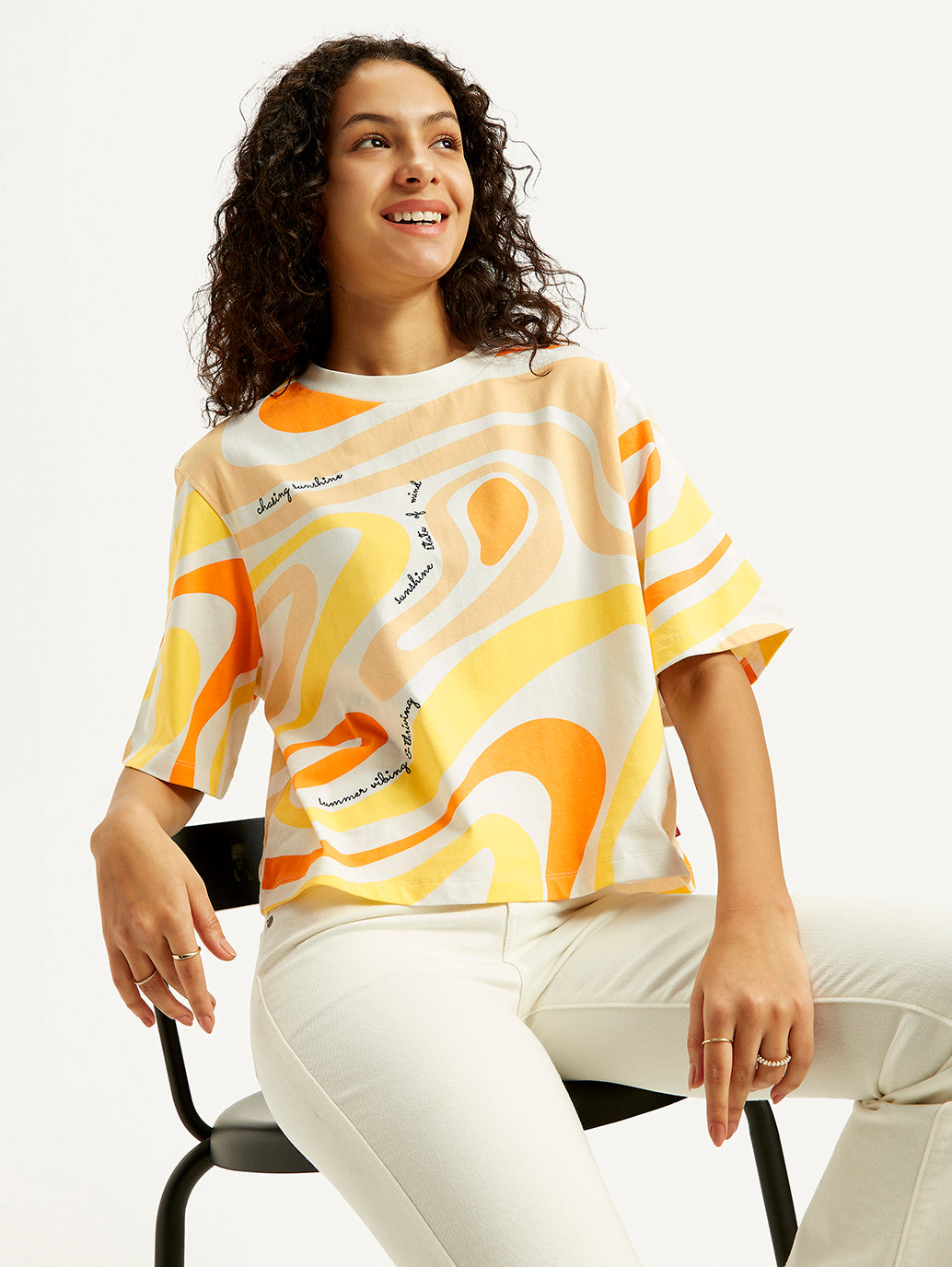 Women's Abstract Print Relaxed Fit T-shirt - Elevated View