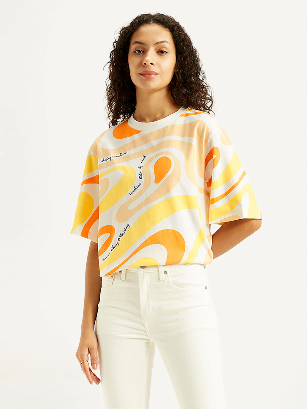 Women's Abstract Print Relaxed Fit T-shirt - Styleshot View