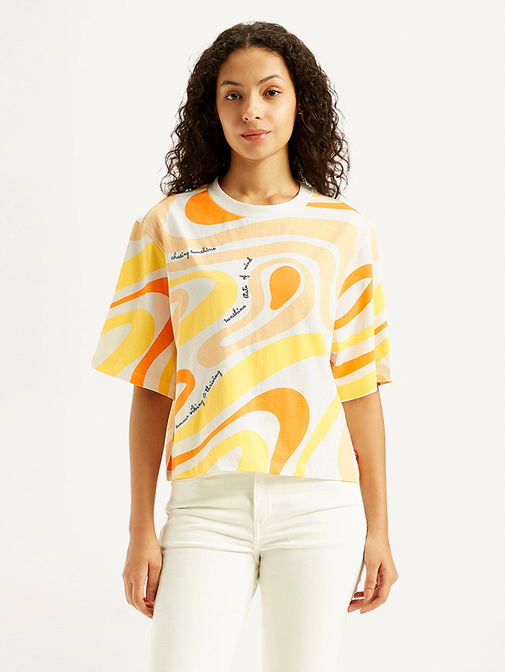Women's Abstract Print Relaxed Fit T-shirt - Front View