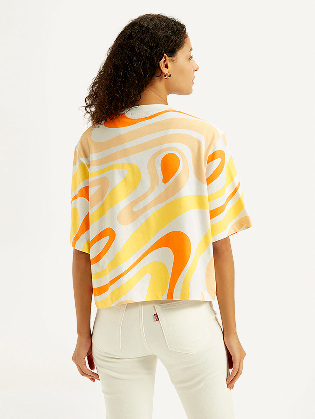 Women's Abstract Print Relaxed Fit T-shirt - Back View
