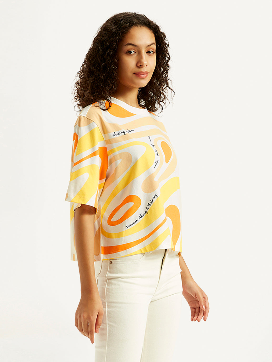 Women's Abstract Print Relaxed Fit T-shirt - Side View