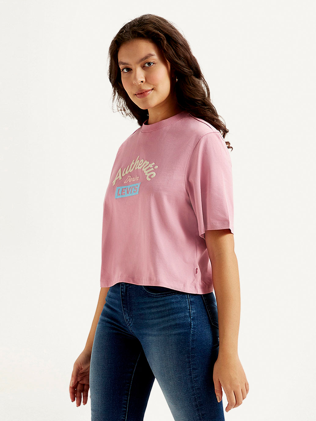 Women's Graphic Print Boxy T-shirt - Side View