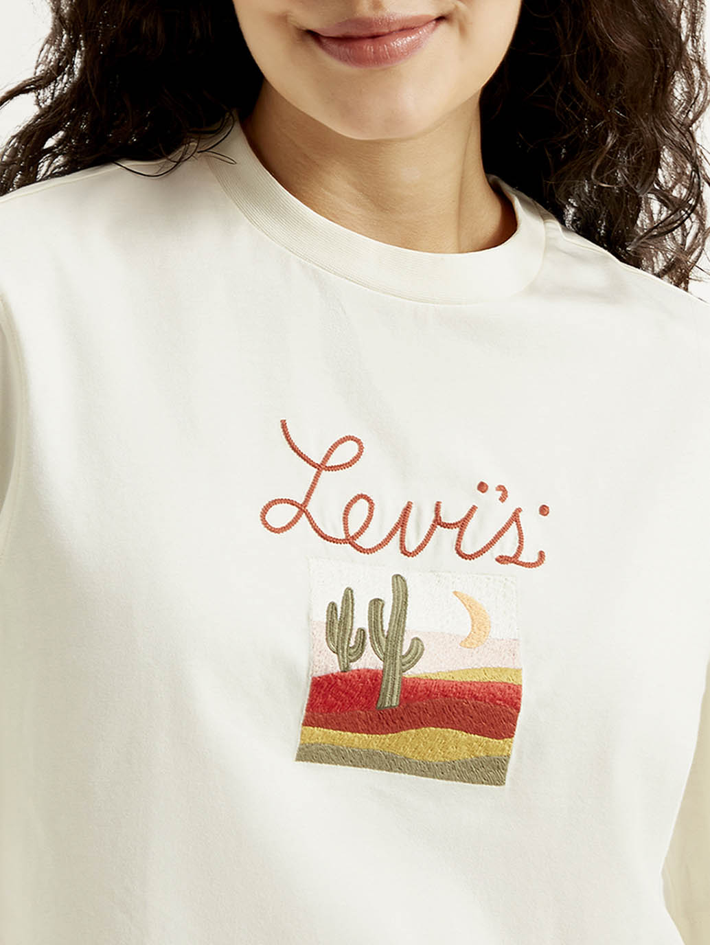 Women's Graphic Print Boxy T-shirt - Detail View
