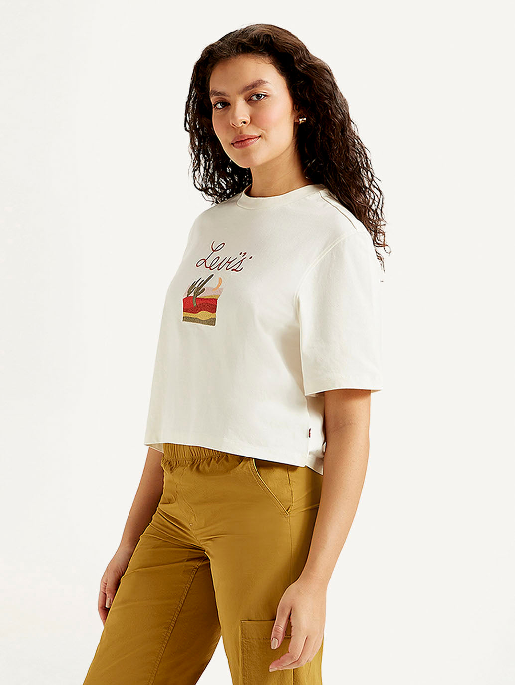 Women's Graphic Print Boxy T-shirt - Side View