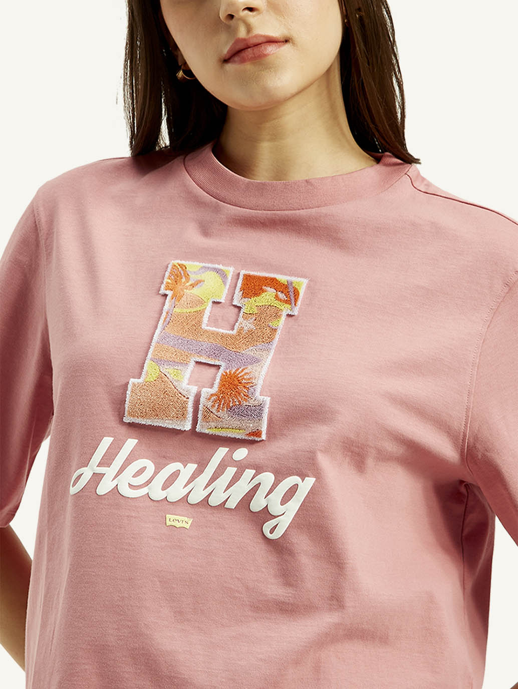 Women's Typographic Print Boxy T-shirt - Detail View