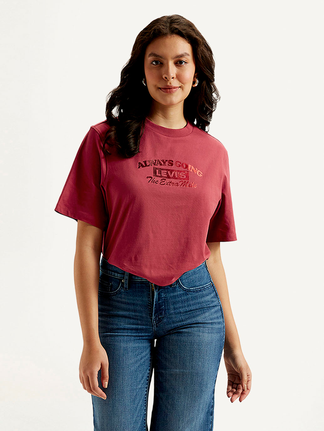 Women's Typographic Print Boxy T-shirt - Styleshot View