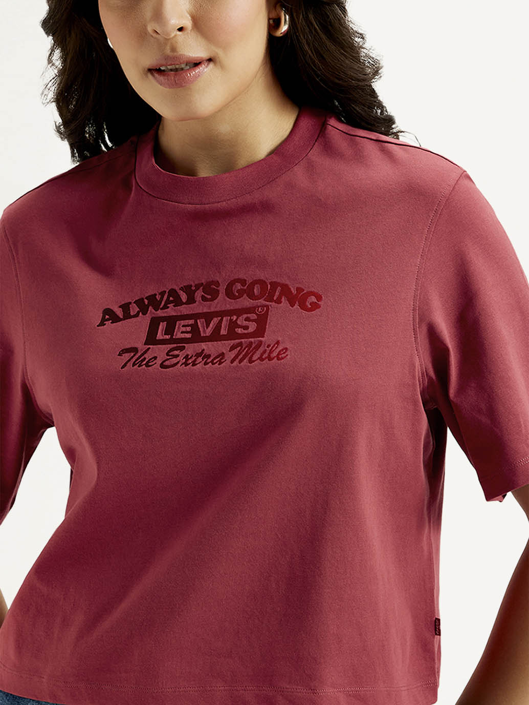 Women's Typographic Print Boxy T-shirt - Detail View