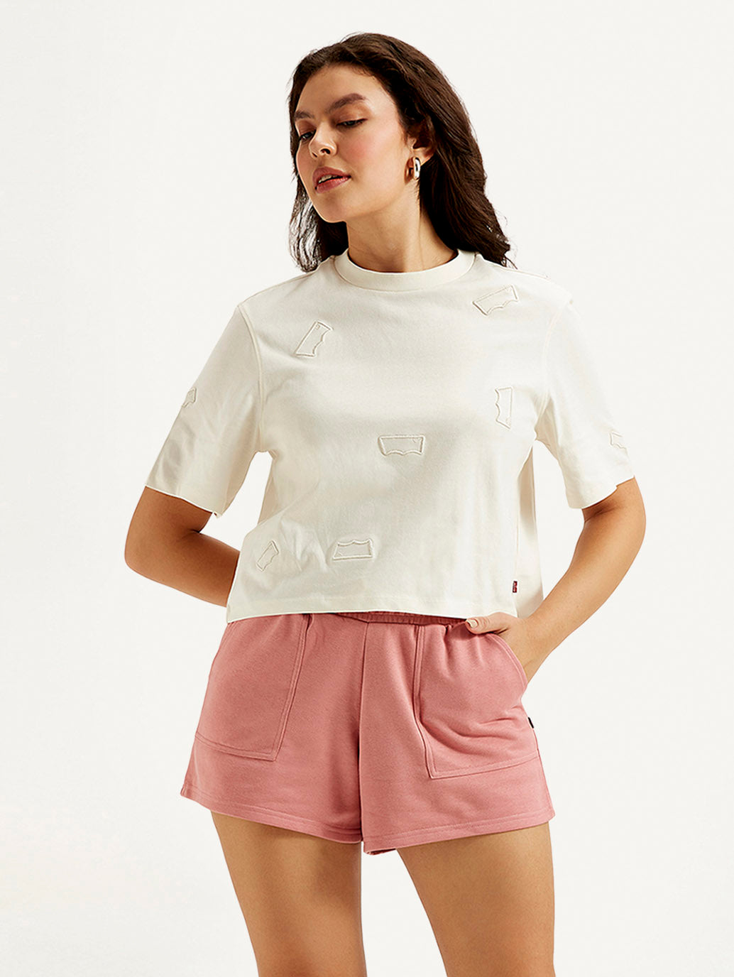 Women's Brand Logo Boxy T-shirt - Front View