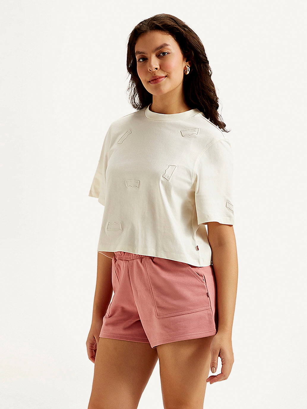 Women's Brand Logo Boxy T-shirt - Side View