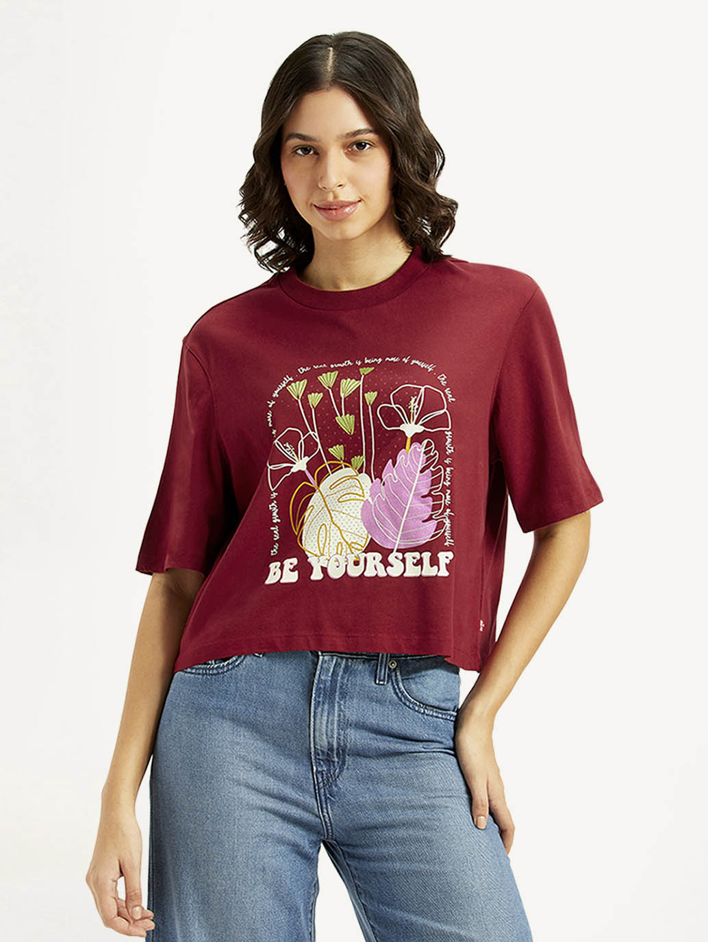 Women's Printed Boxy Fit T-Shirt - Front View