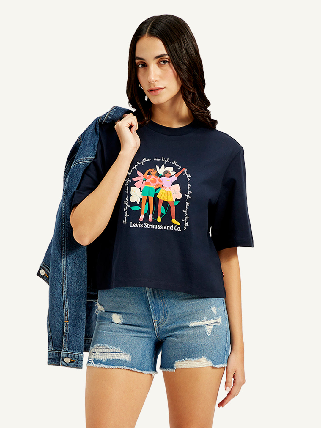 Women's Graphic Print Boxy T-Shirt - Styleshot View