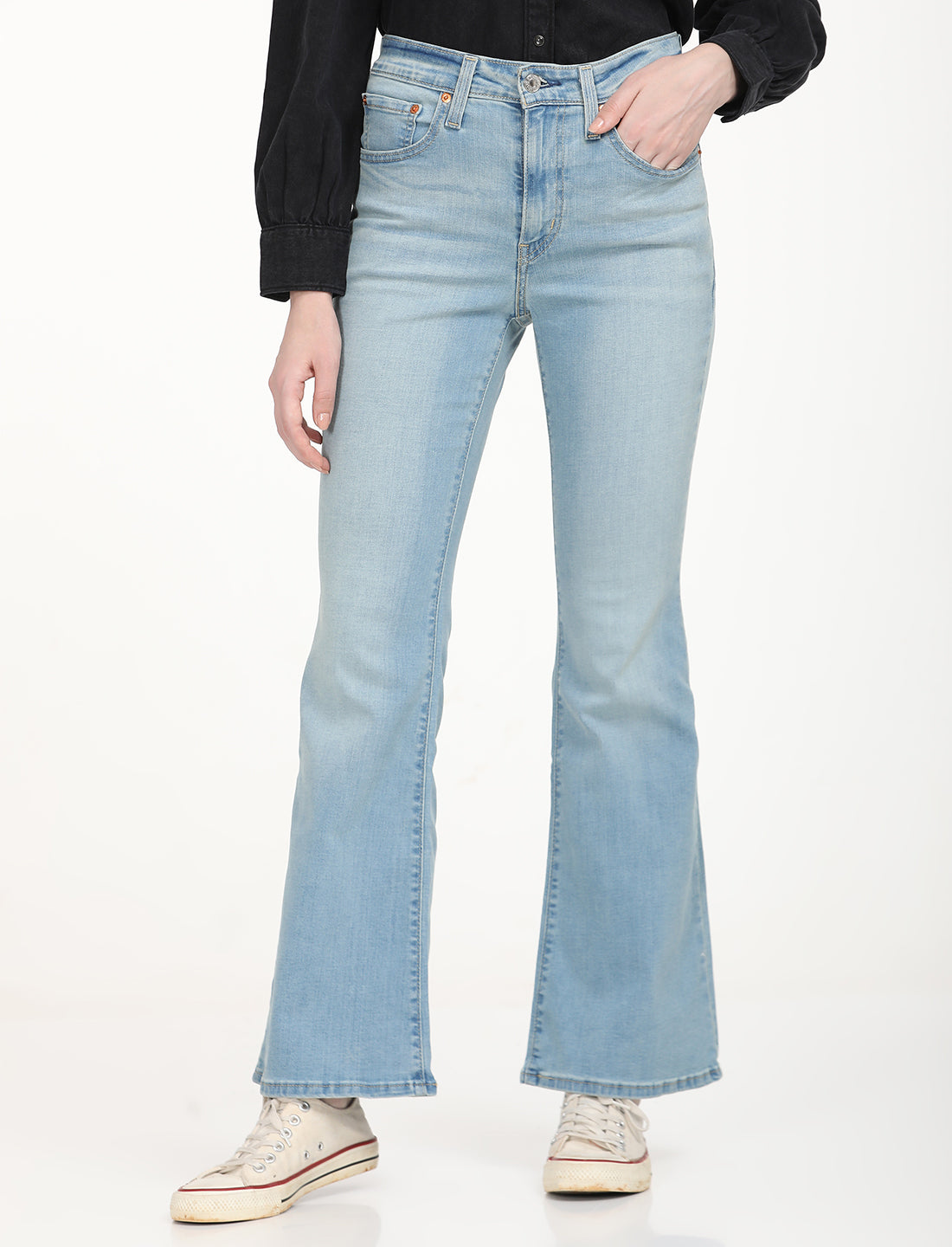 Women's 726 Blue Flared Fit High Rise Jeans - Front View