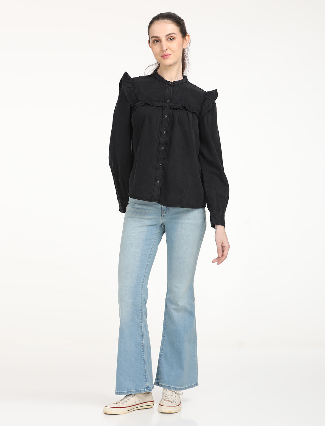 Women's 726 Blue Flared Fit High Rise Jeans - 7 View