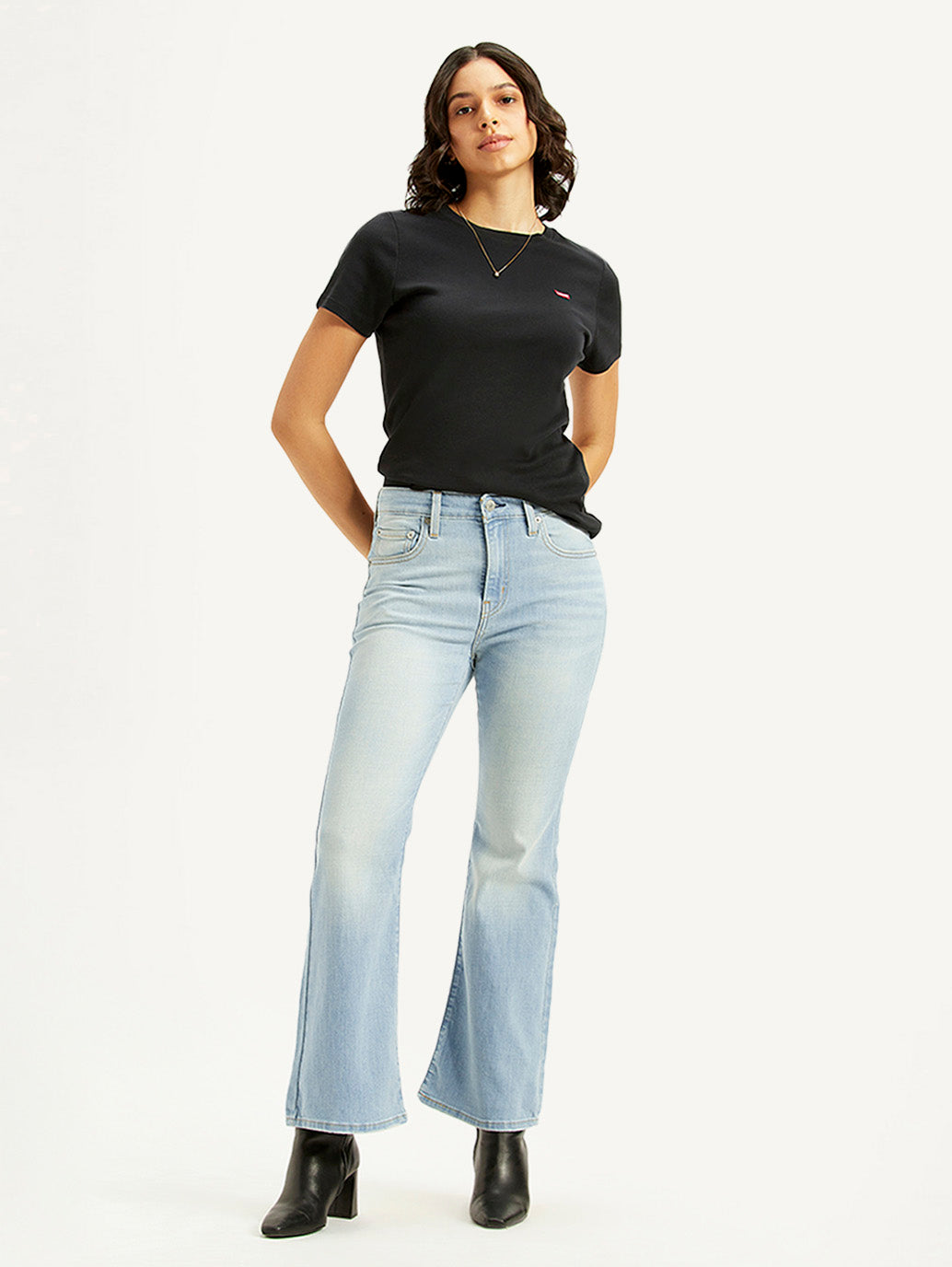 Women's 726 Light Blue Flared Fit Mid Rise Jeans - Styleshot View
