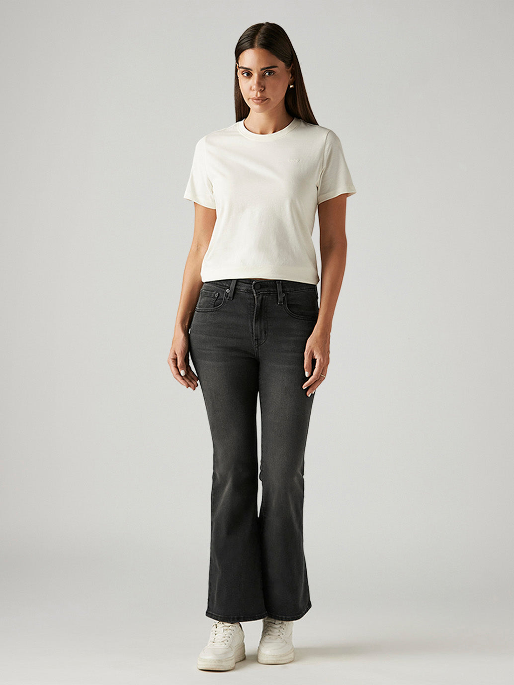 Women's 726 Charcoal Grey Flared Fit High Rise Jeans