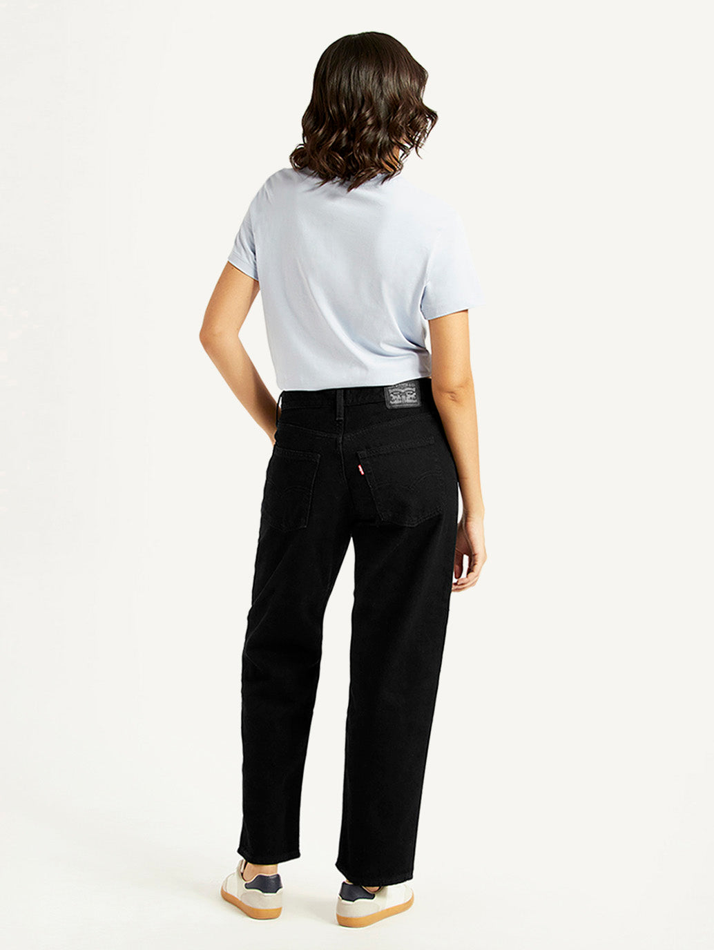 Women's 94 Black Baggy Fit High Rise Jeans - Back View