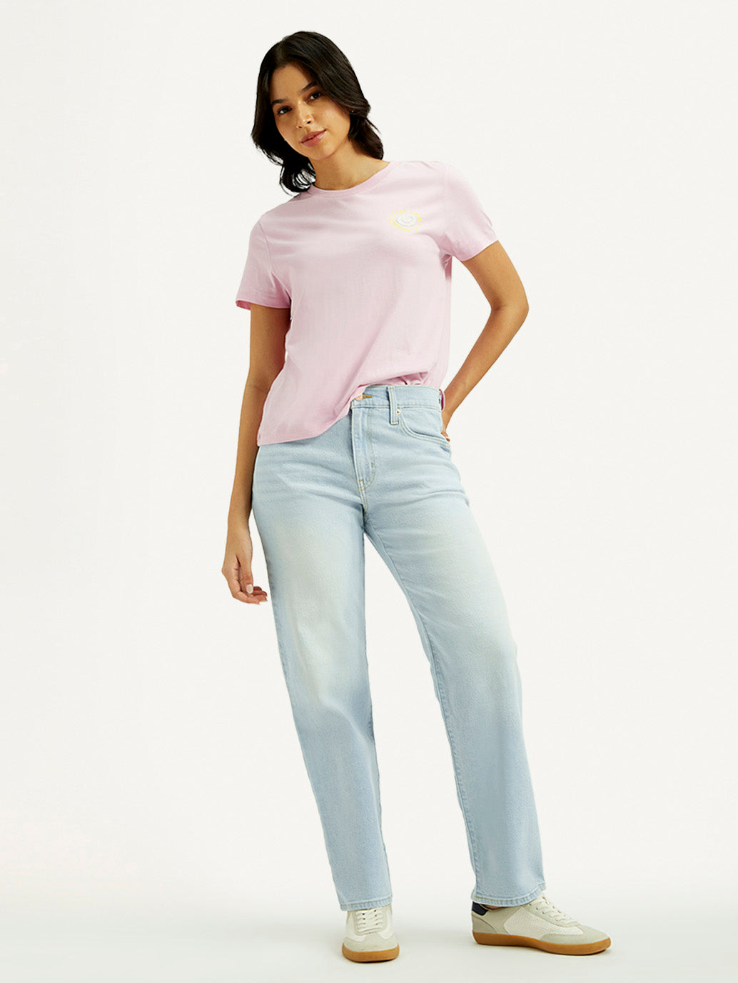 Women's 94 Light Indigo Baggy Fit Mid Rise Jeans - Styleshot View