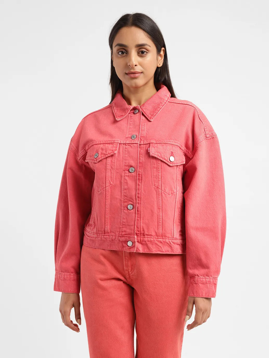 Women's Solid Spread Collar Denim Jacket - c03766e7-52a8-42fa-866b-7d7d9e0b9231 View