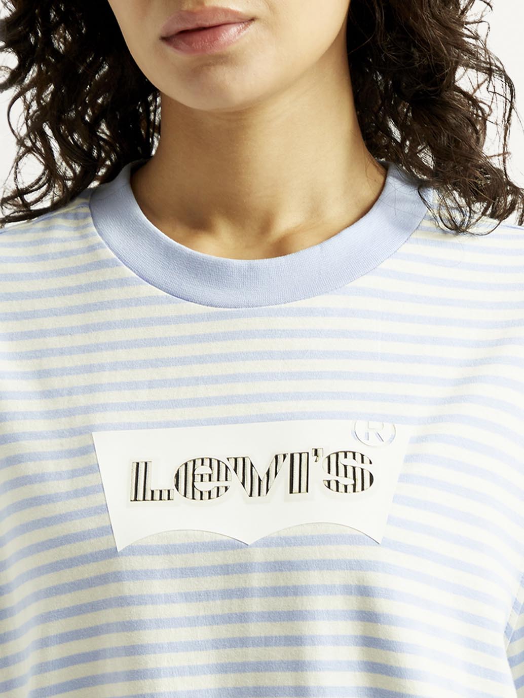 Women's Striped Relaxed Fit T-shirt - Detail View