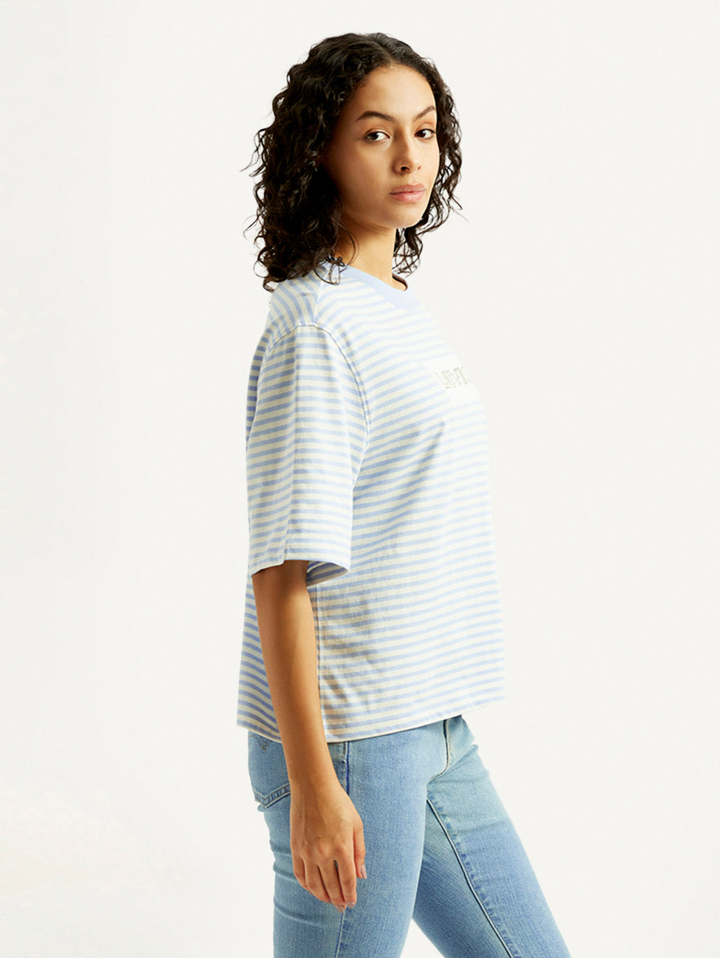 Women's Striped Relaxed Fit T-shirt - Side View
