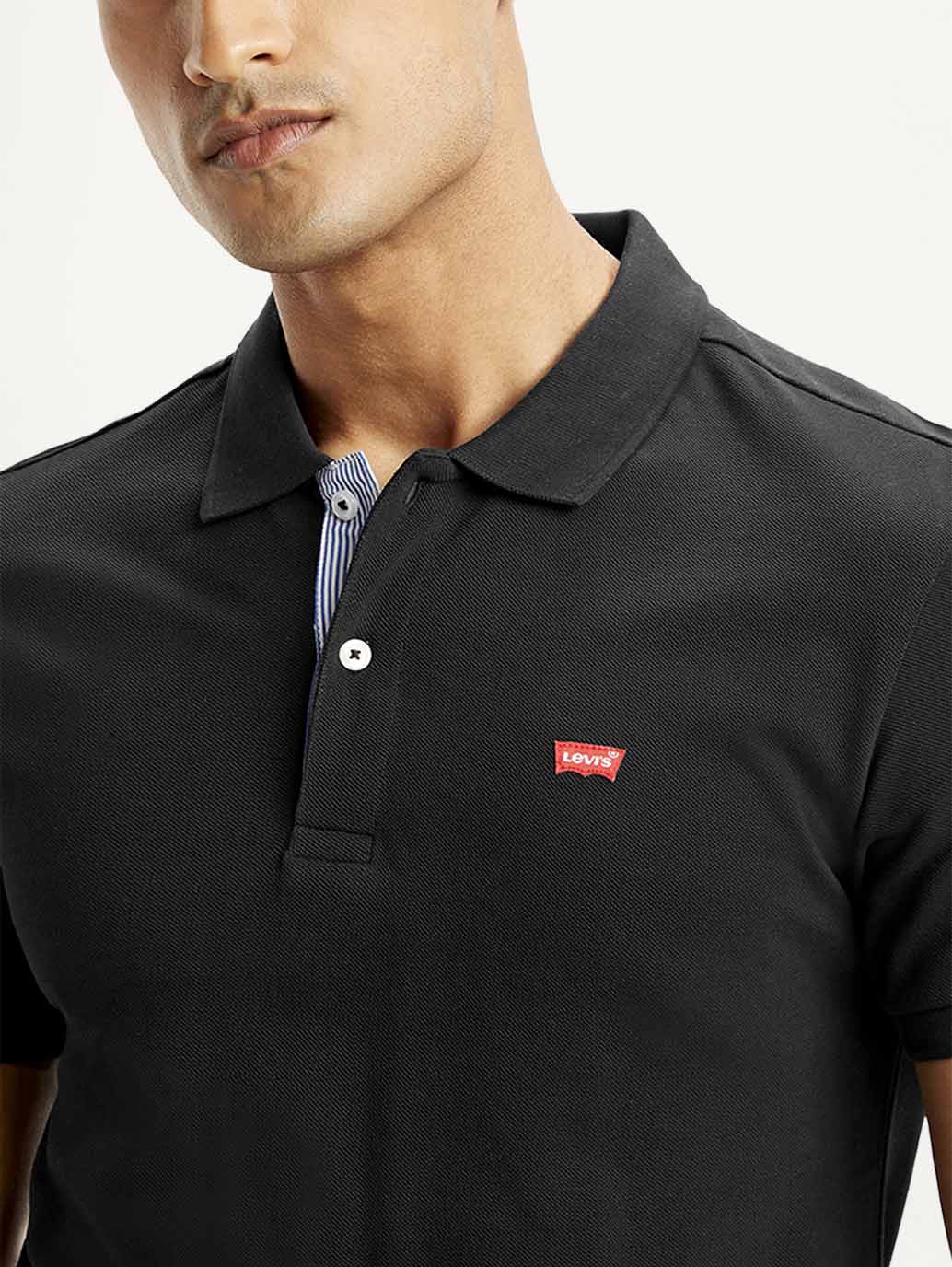 Men's Solid Slim Fit Polo T-shirt - Detail View