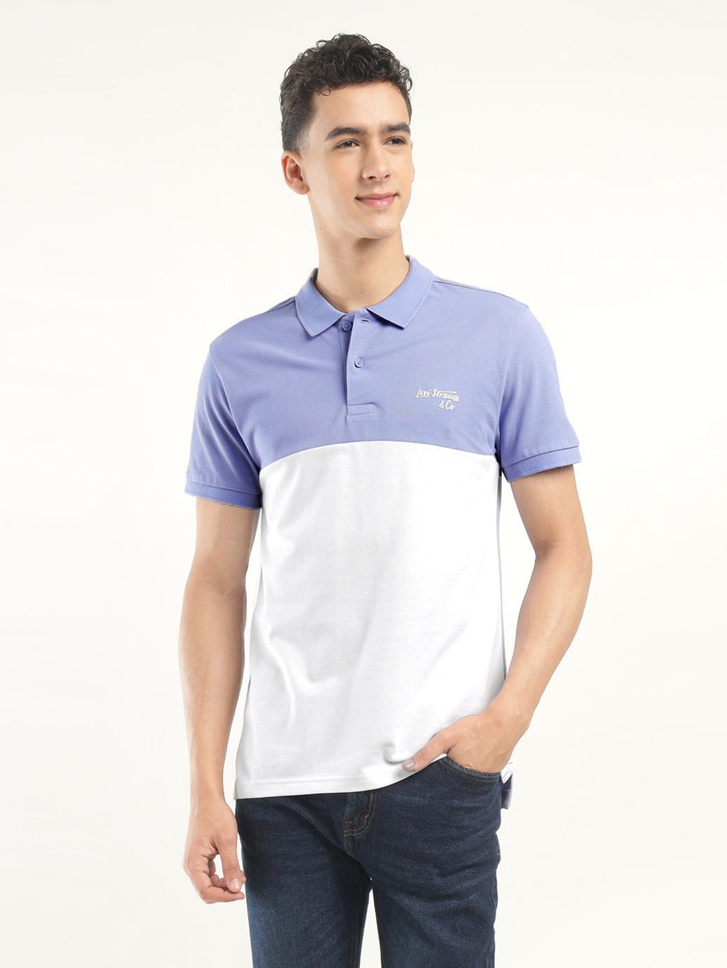 Men's Colorblock Polo T-Shirt - Front View
