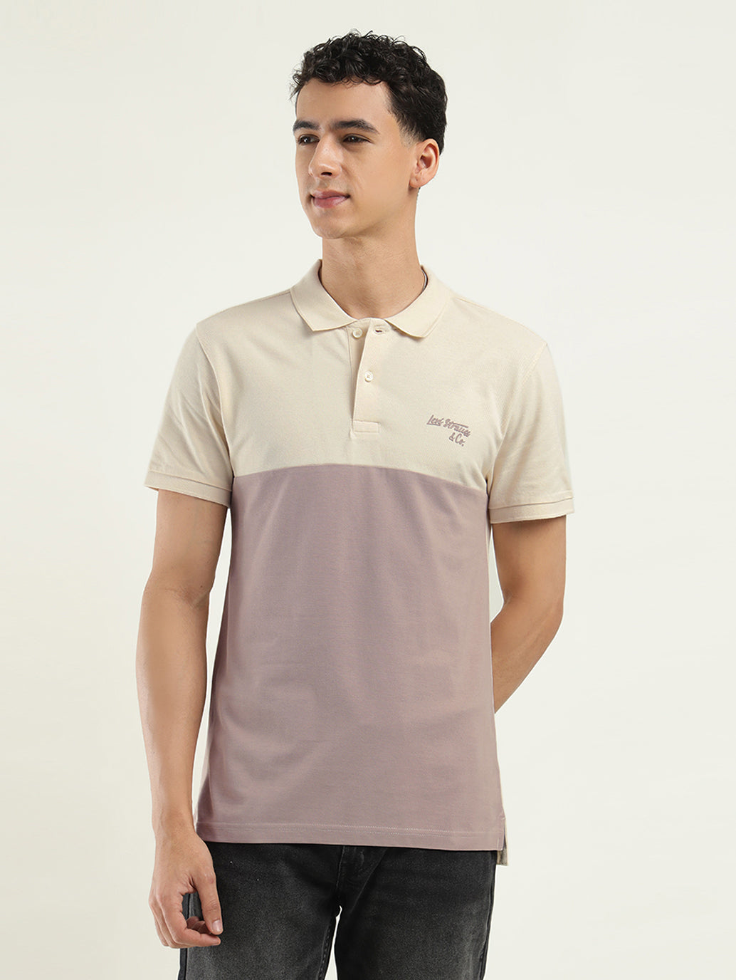 Men's Colorblock Polo T-Shirt - Front View