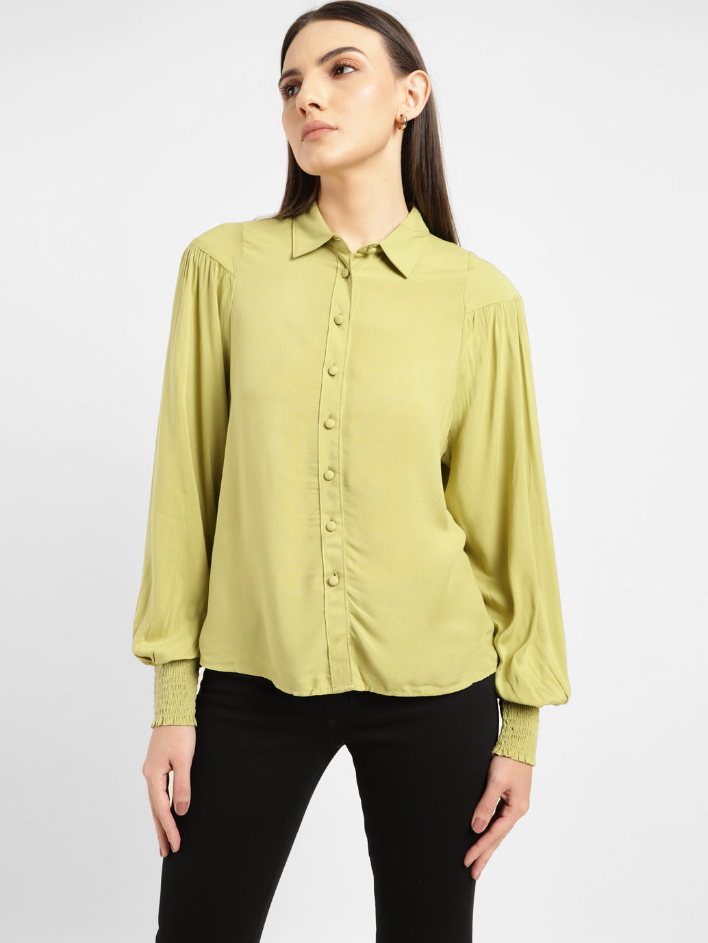 Women's Solid Spread Collar Shirt Green - 07032266-1a91-435d-9d8e-9c29b2ff1d98 View