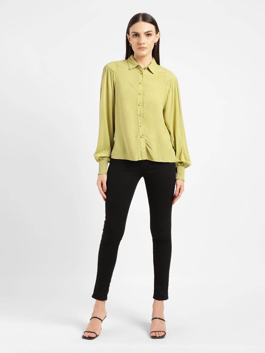 Women's Solid Spread Collar Shirt Green - 9ec73f32-2332-4ef7-9f17-217add80b0e4 View
