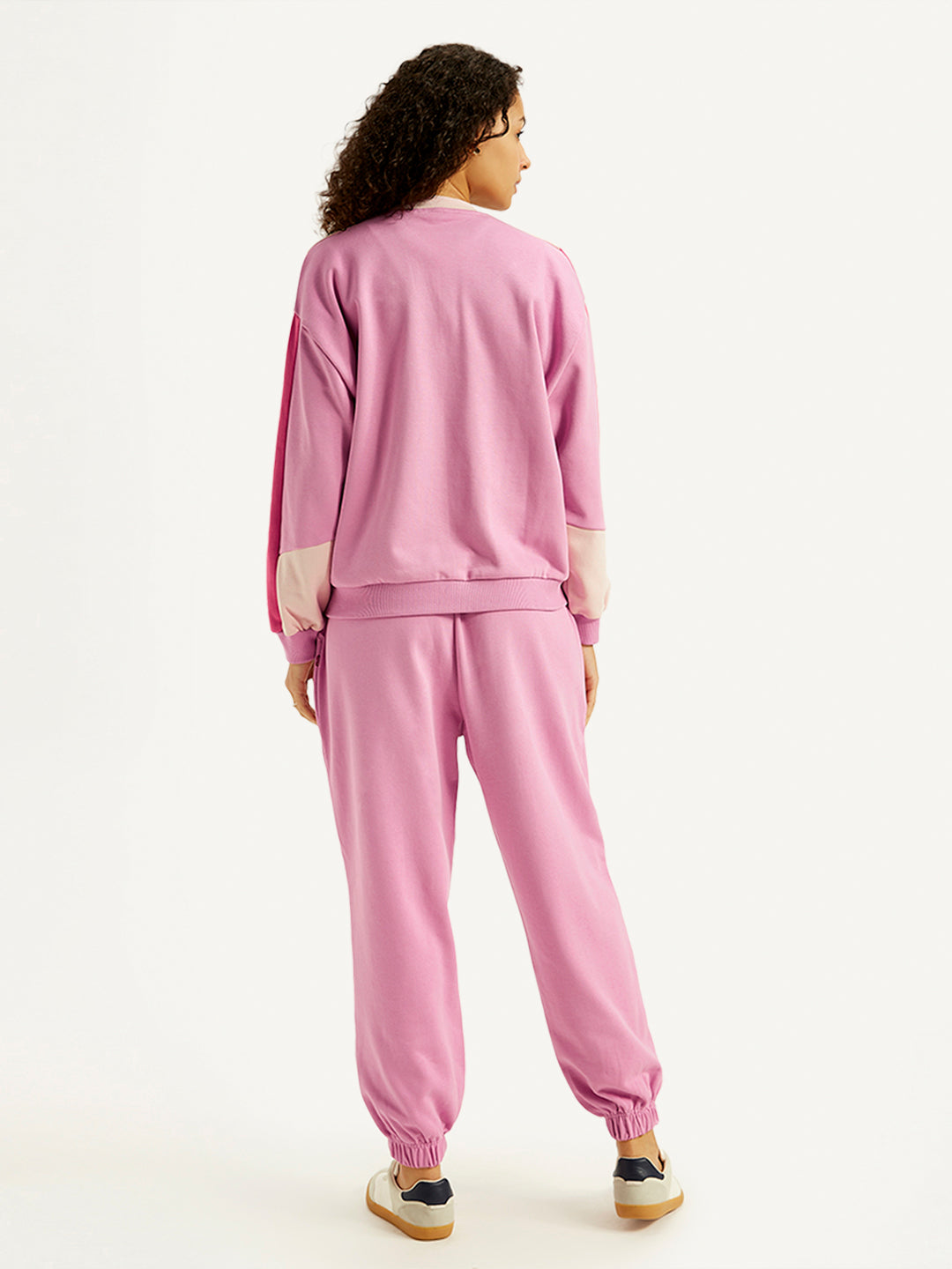 Women's Mid Rise Pink Joggers - Back View