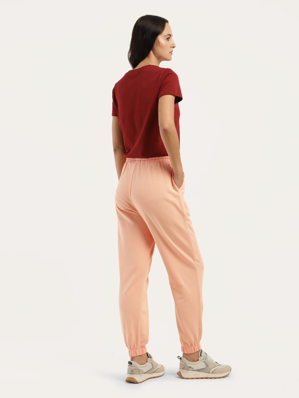 Women's Regular Fit Peach Joggers - 43b78207-da11-4e02-847f-90ae85543869 View