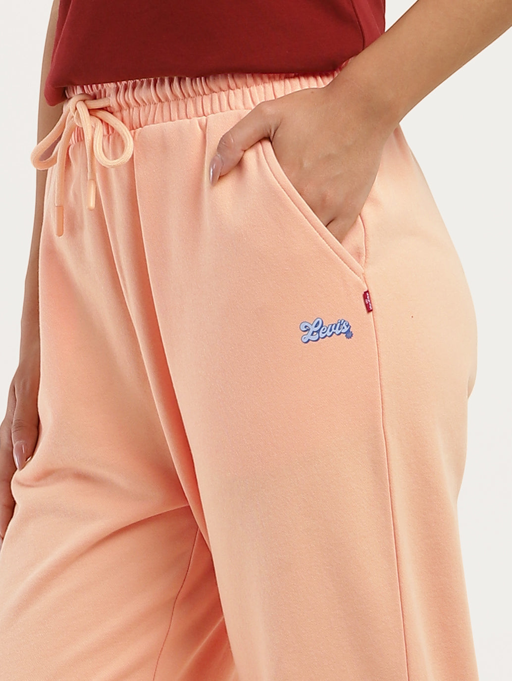Women's Regular Fit Peach Joggers - FrontDetails View
