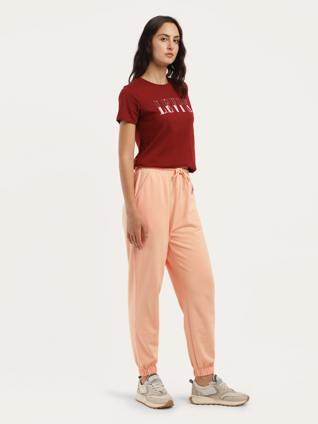 Women's Regular Fit Peach Joggers - 26fee512-3547-4931-b51c-e1d25967fd2b View