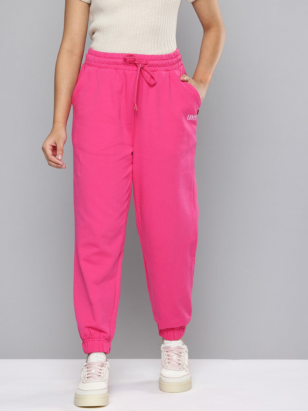 Women's Regular Fit Pink Joggers - 2 View