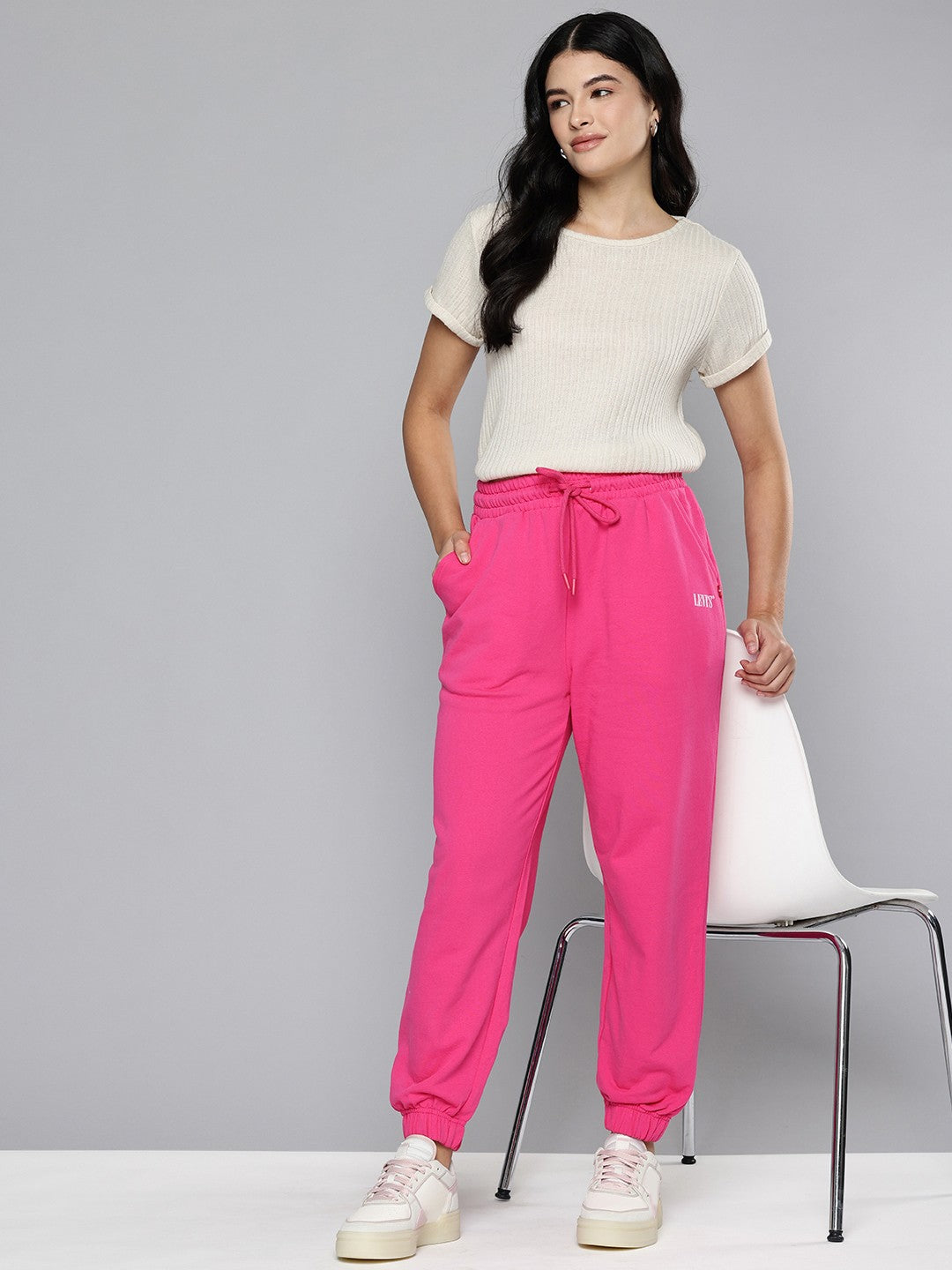 Women's Regular Fit Pink Joggers - 4 View