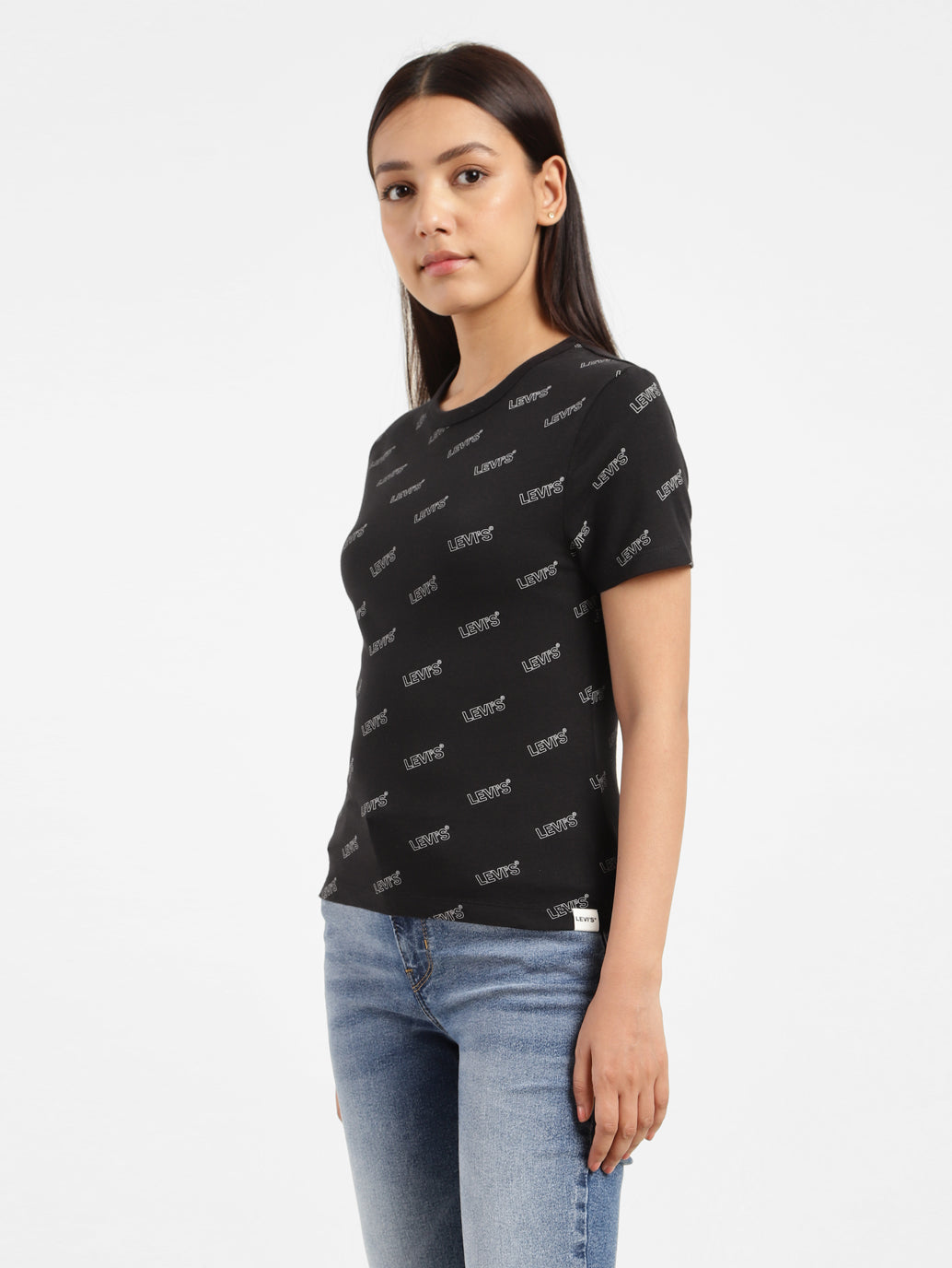 Women's Brand Logo Slim Fit T-shirt Black - 822a0956-5a27-4b08-8a25-5a5f42f22239 View