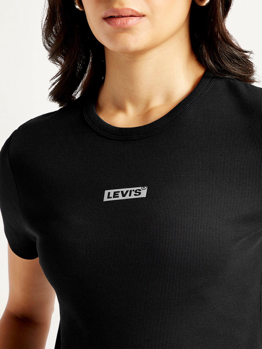 Women's Solid Crew Neck T-Shirt - Detail View