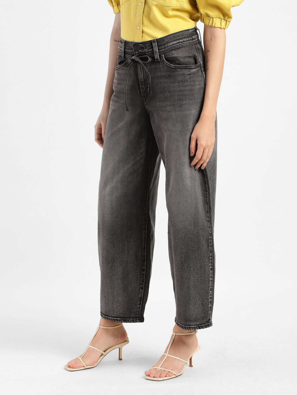 Women's Grey XL Balloon Loose Fit Mid Rise Jeans - 07c8defa-9fe6-4b4c-8f2c-fe3be84a75b3 View